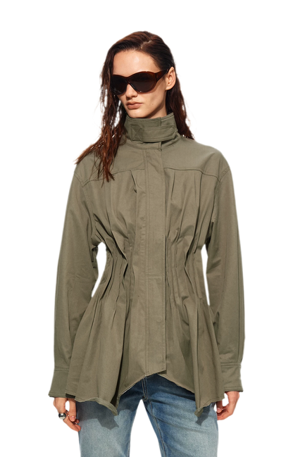 Pleated Fitted Utility Jacket