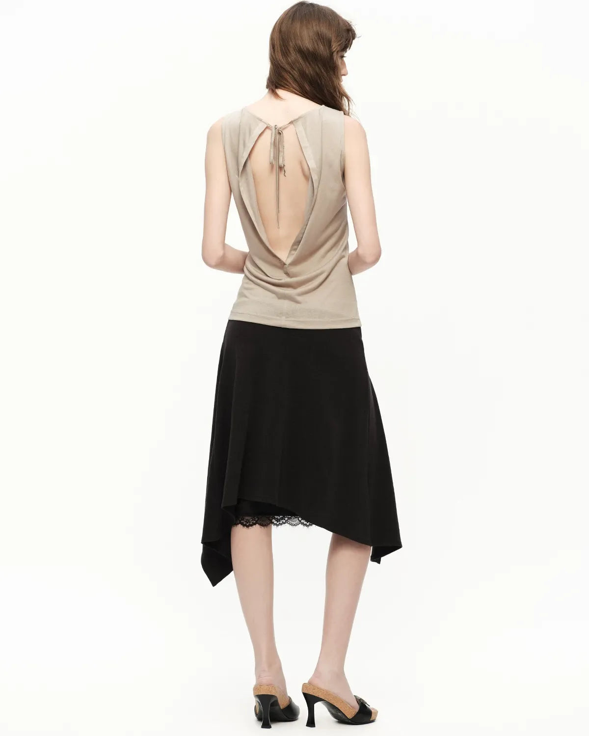 Lyocell Asymmetric Lace Skirt