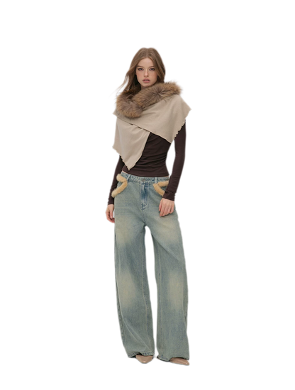 Vintage Washed Wide-Leg Jeans