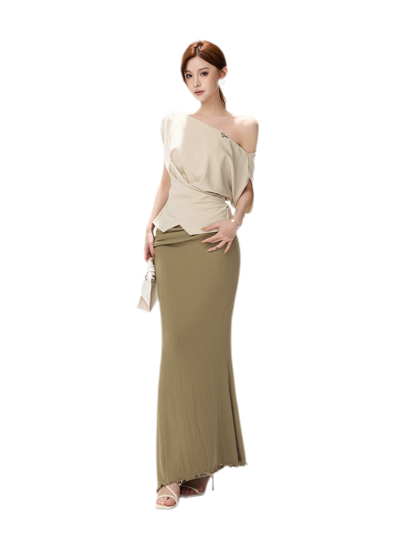 Lyocell Asymmetric Wrap Knit Top