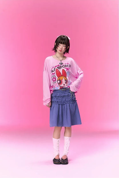 Distressed Print Long-Sleeve T-Shirt