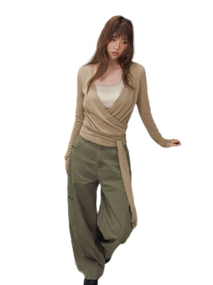 Wrap Tie Knit Top