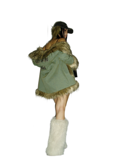 Distressed Faux Fur Cap