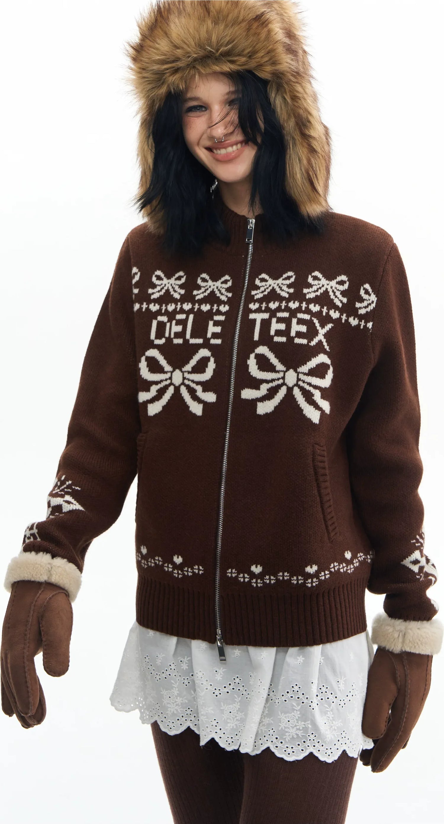 Jacquard Wool Baseball Cardigan