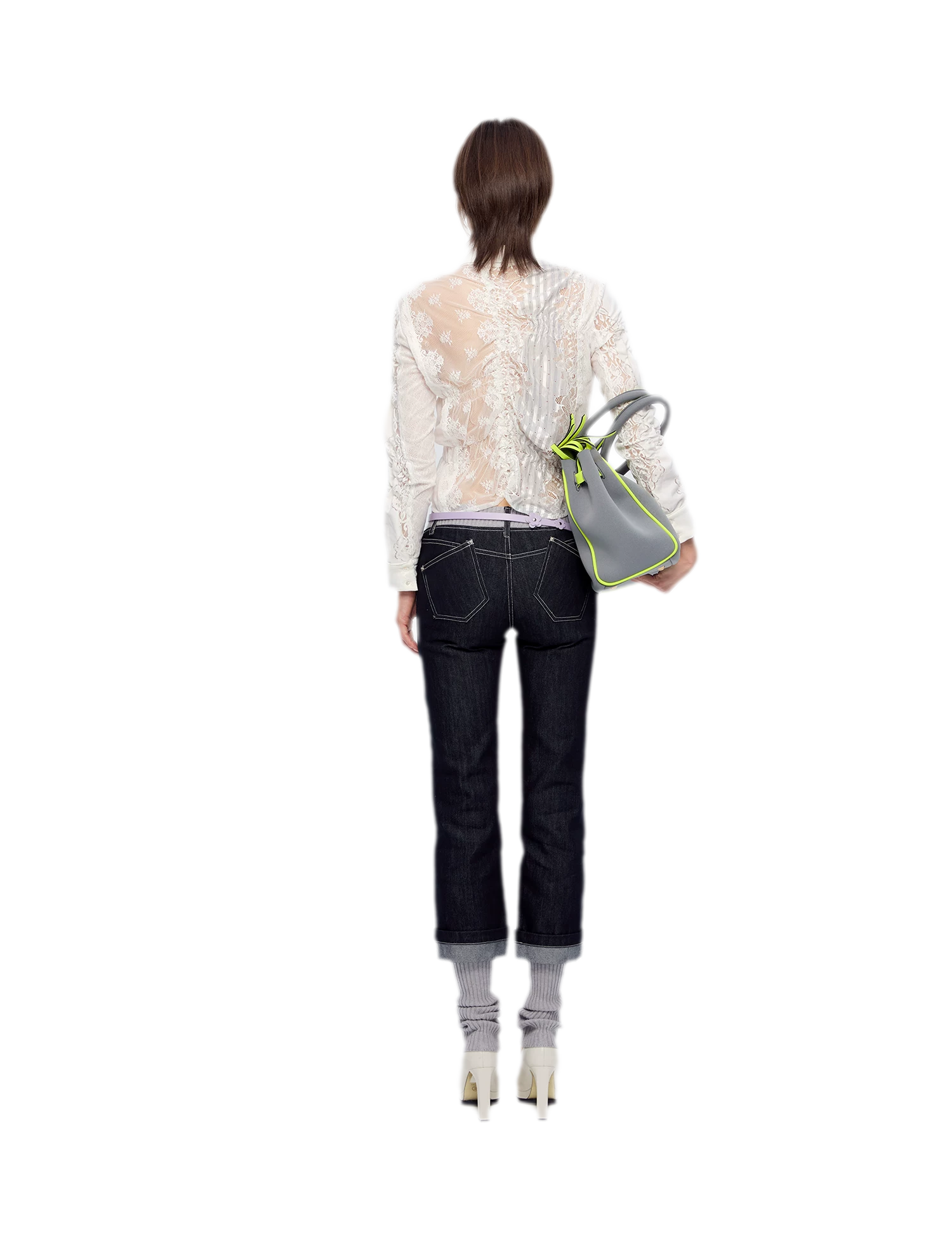 Lace Shirred Peplum Blouse