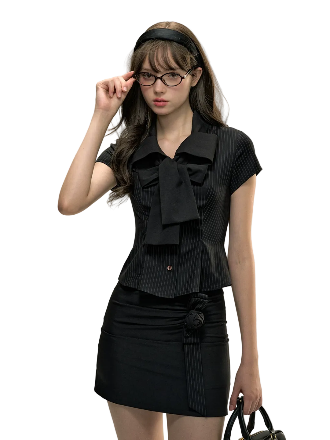 Bow Stripe Shirt Set