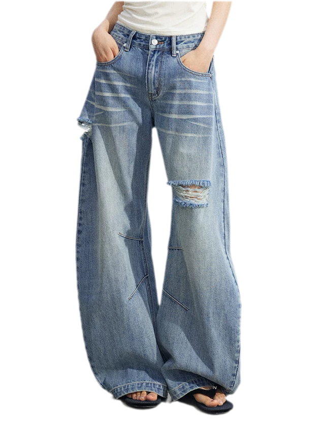 Distressed Curved Jeans
