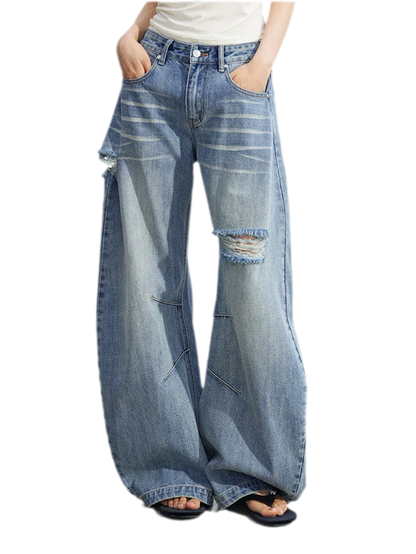 Distressed Curved Jeans