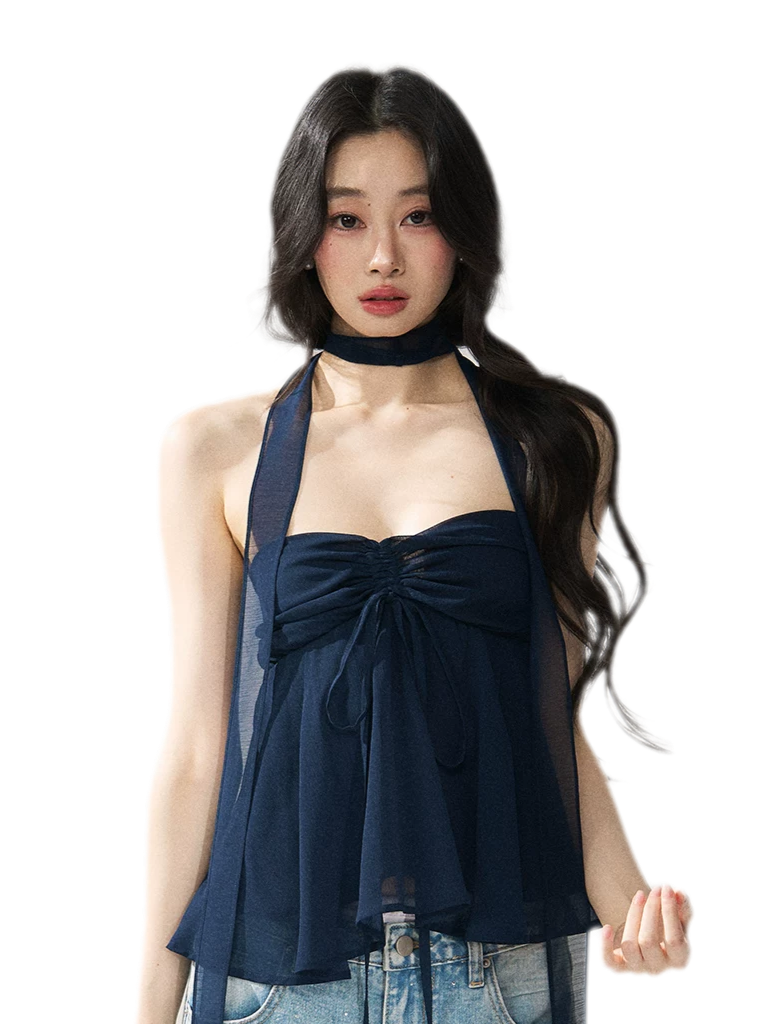 Halter Ruched Bustier Top