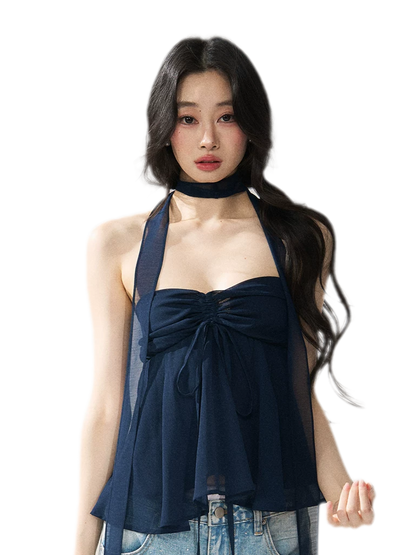 Halter Ruched Bustier Top