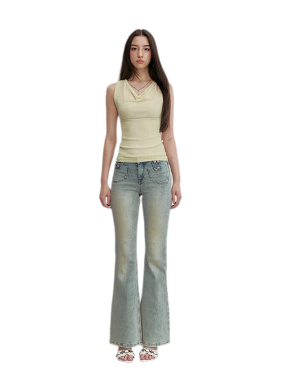 Cowl Mesh Knit Tank