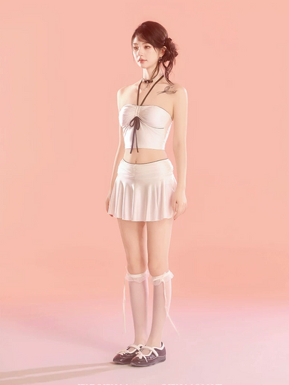 Pearl White Three-Piece Swimsuit