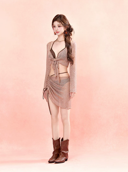 Tie-Front Ruched Set