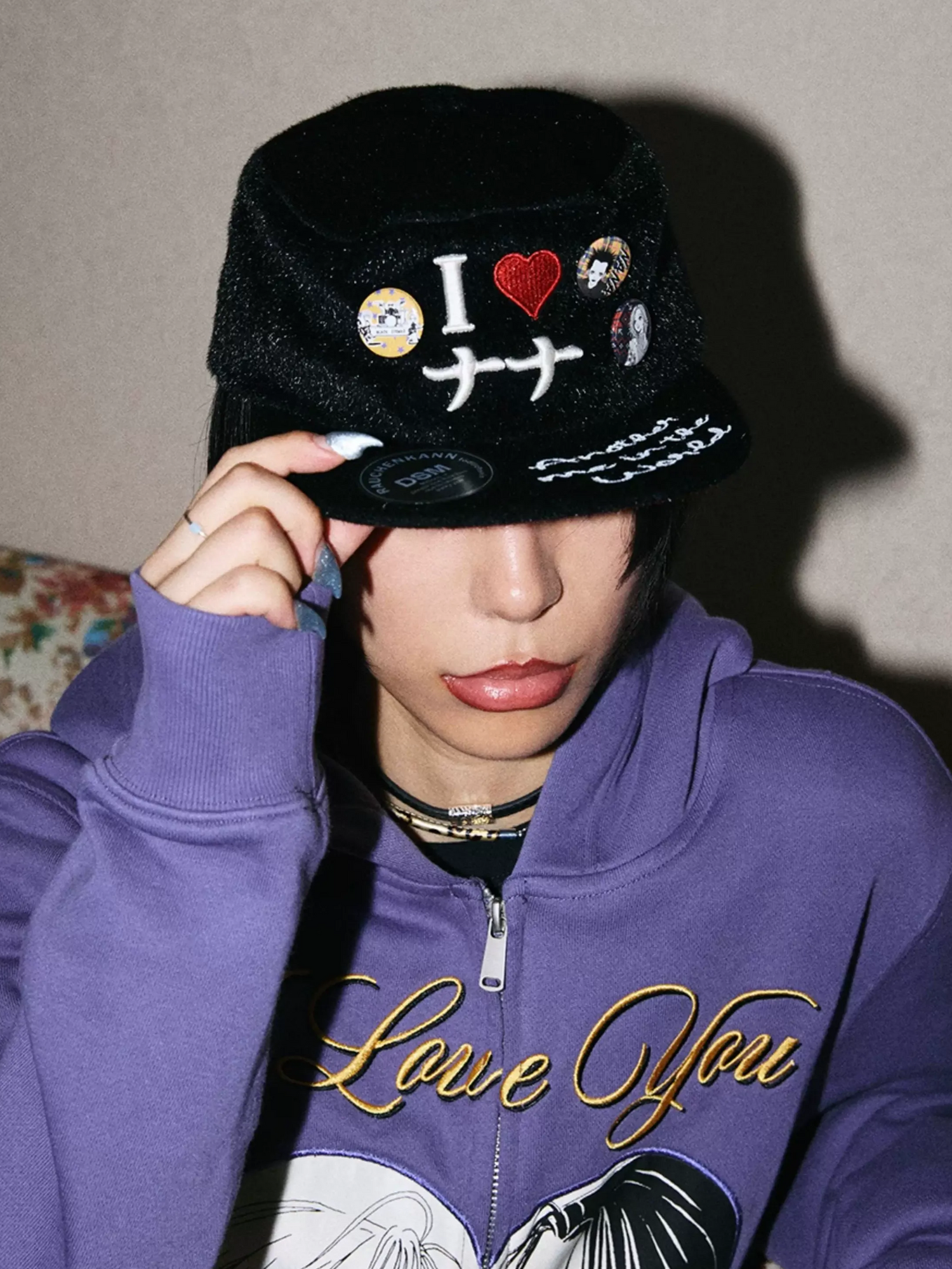 DSM X NANA Embroidered Fuzzy Hat