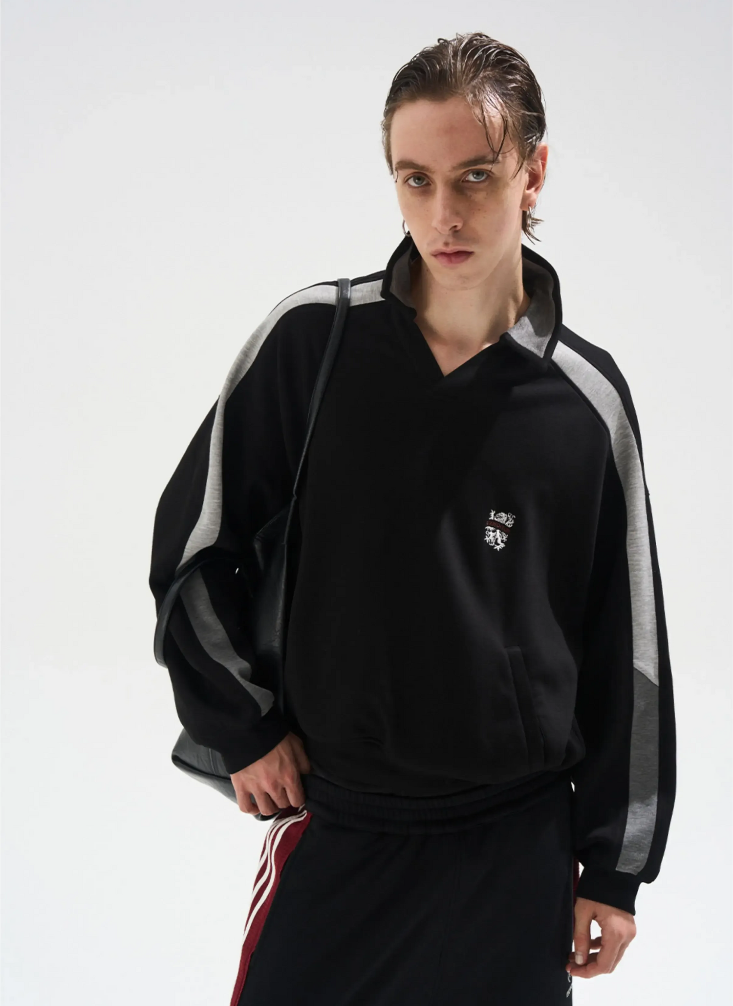 Contrast Polo Panel Sweatshirt