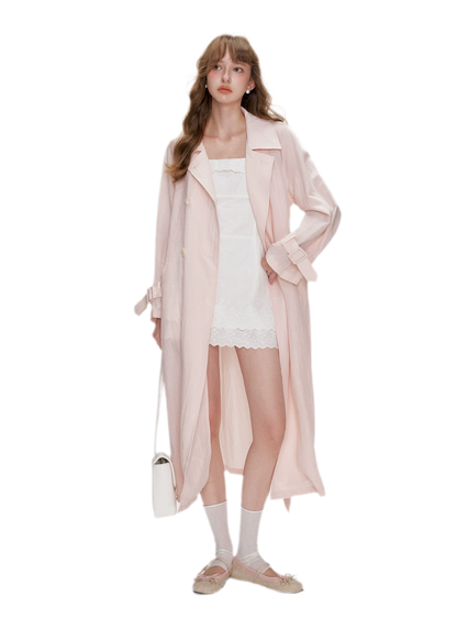 Lightweight Oversized Tie-Waist Trench Coat