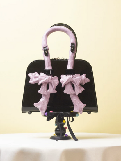 Ceramic Glossy Bow Structured Handbag