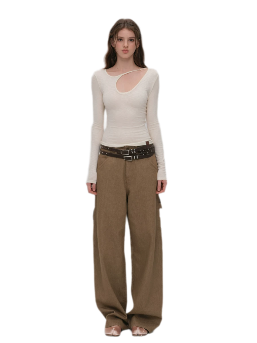 Lyocell Asymmetric Cutout Top