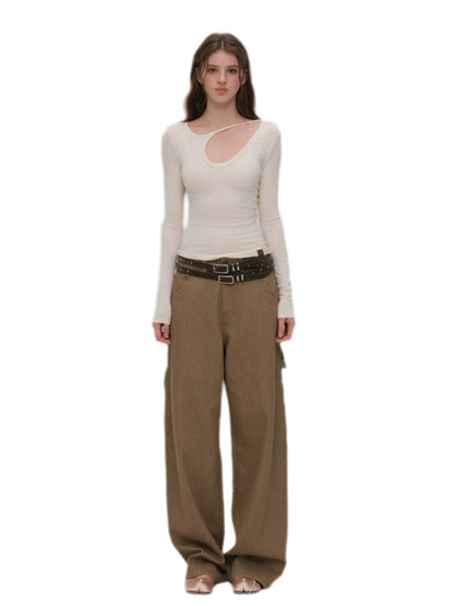 Lyocell Asymmetric Cutout Top