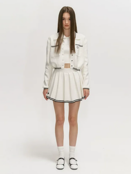 Contrast Stripe Knitted Cropped Jacket