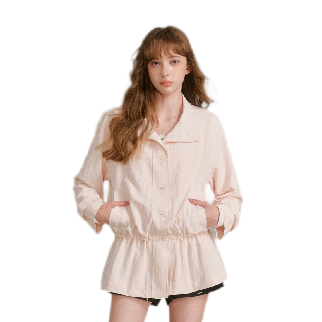 Wrinkled Relaxed Drawstring Coat