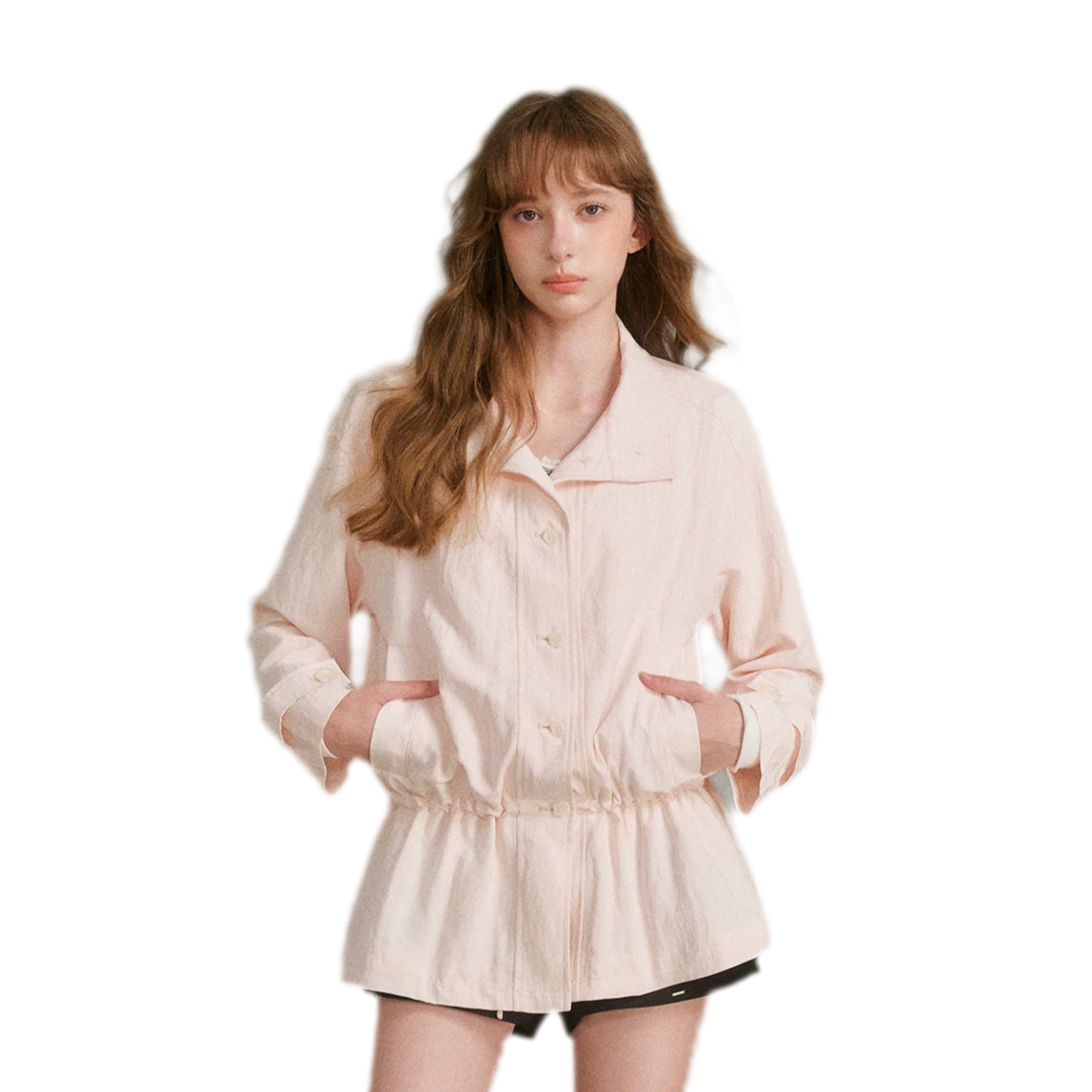 Wrinkled Relaxed Drawstring Coat