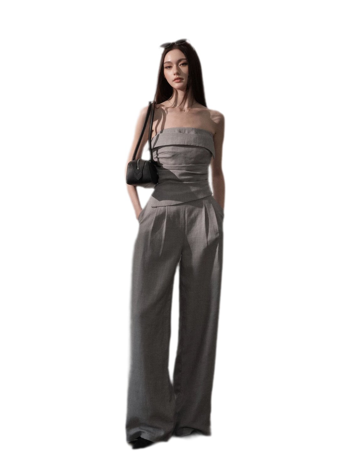 Lined Three-Button Bandeau Jumpsuit