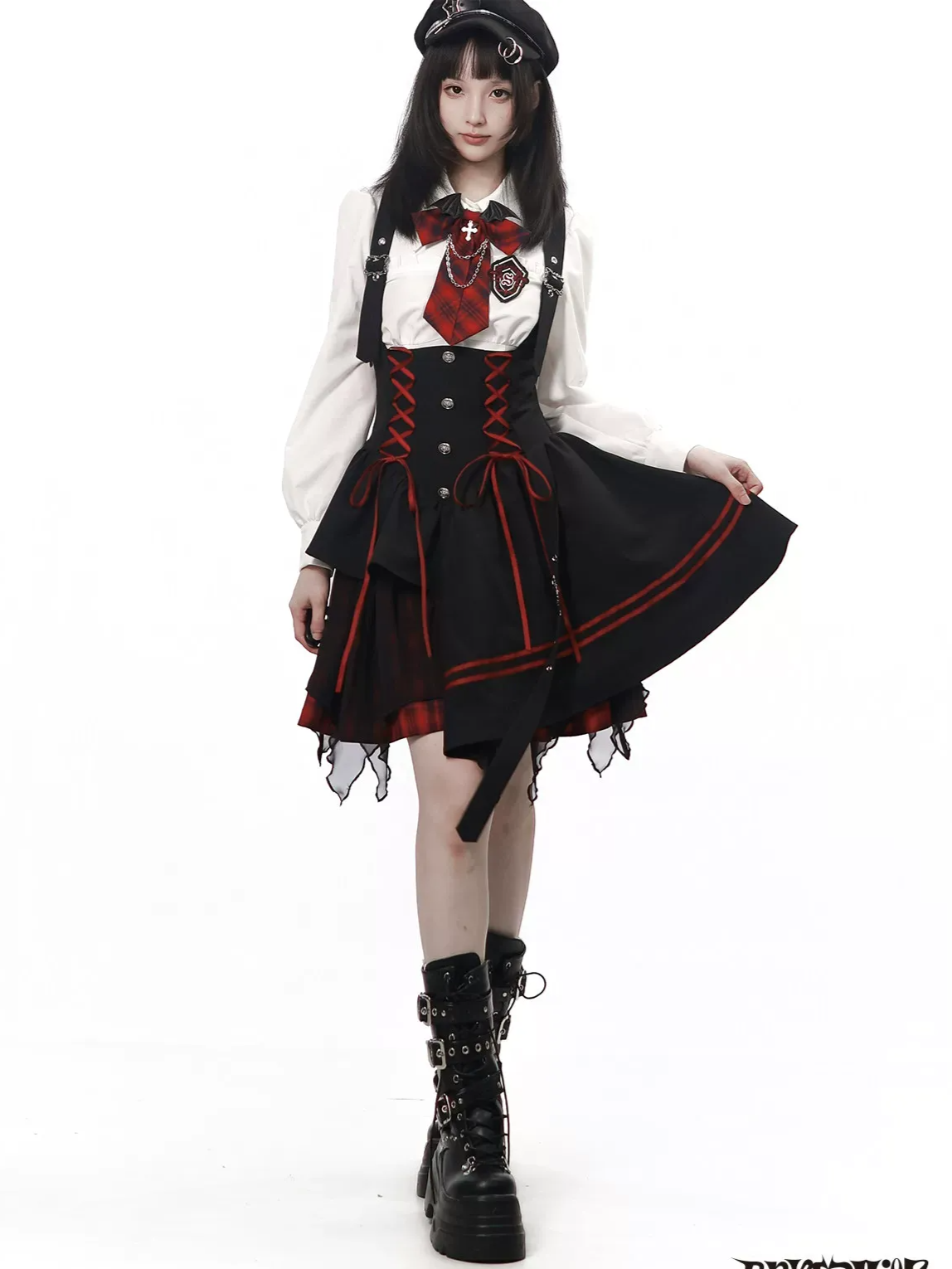 Gothic Puff-Sleeve Blouse Dress