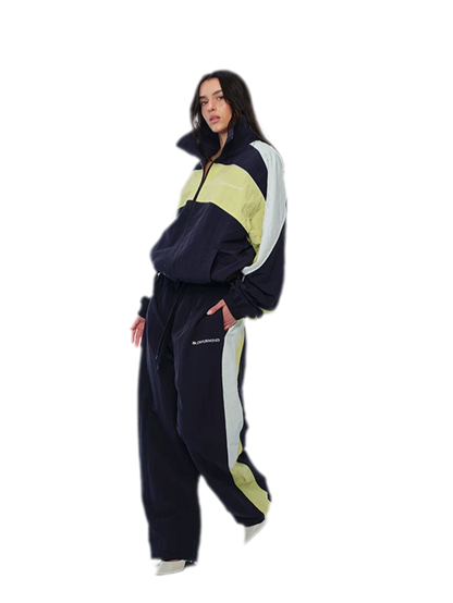 Color-Block Cropped Tracksuit Set
