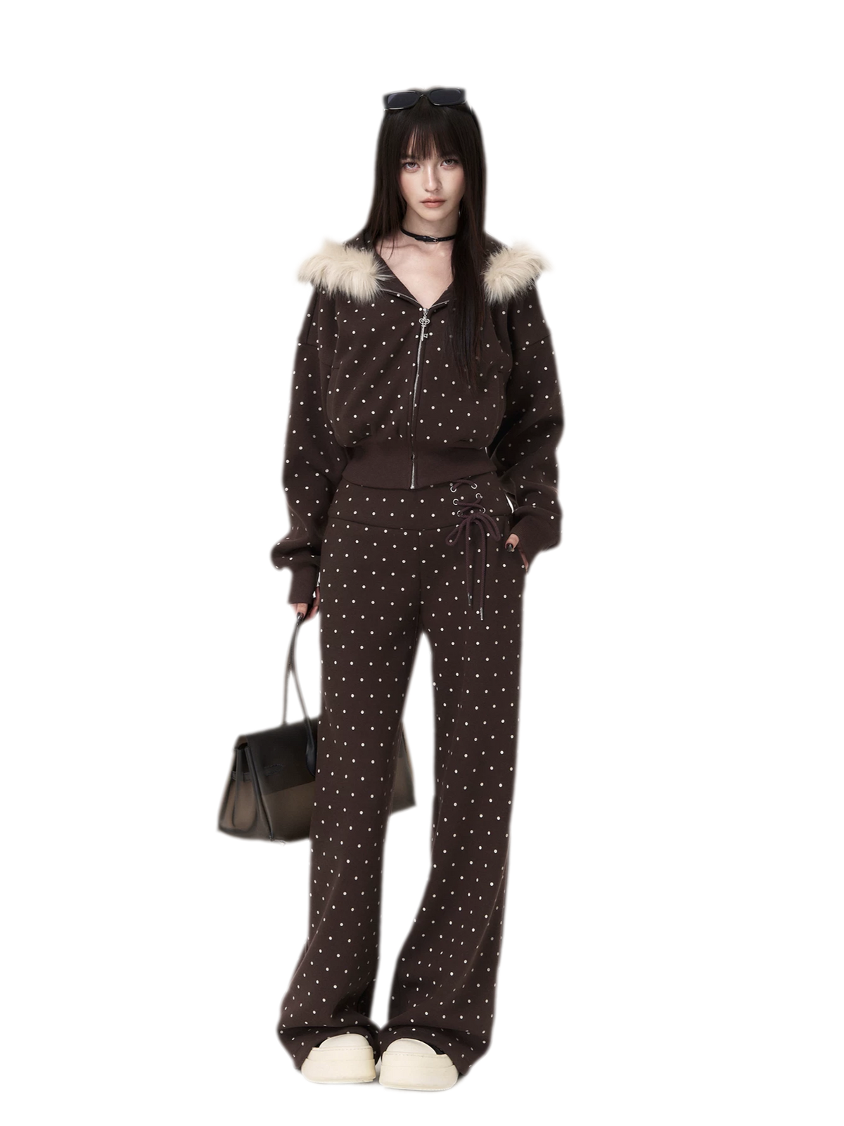 Brushed Polka-Dot Coordinated Set