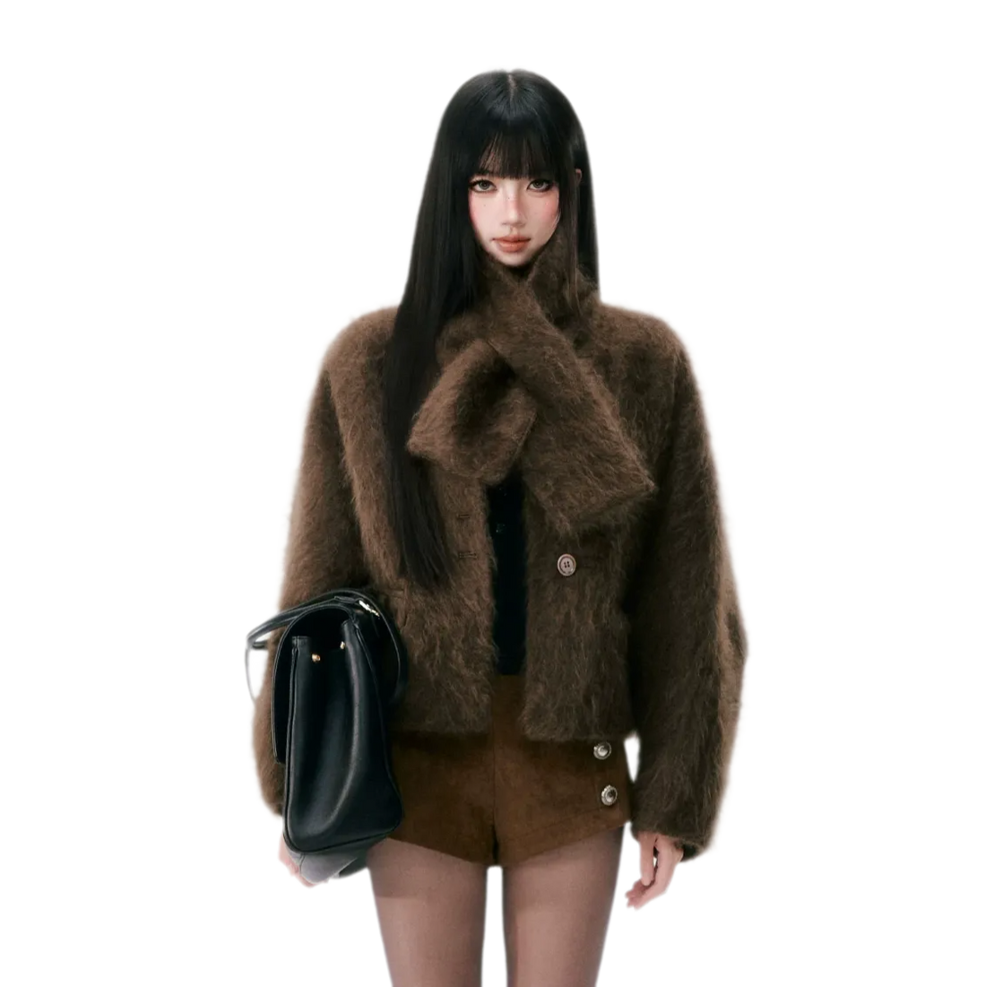 Brushed Wool Scarf Collar Jacket