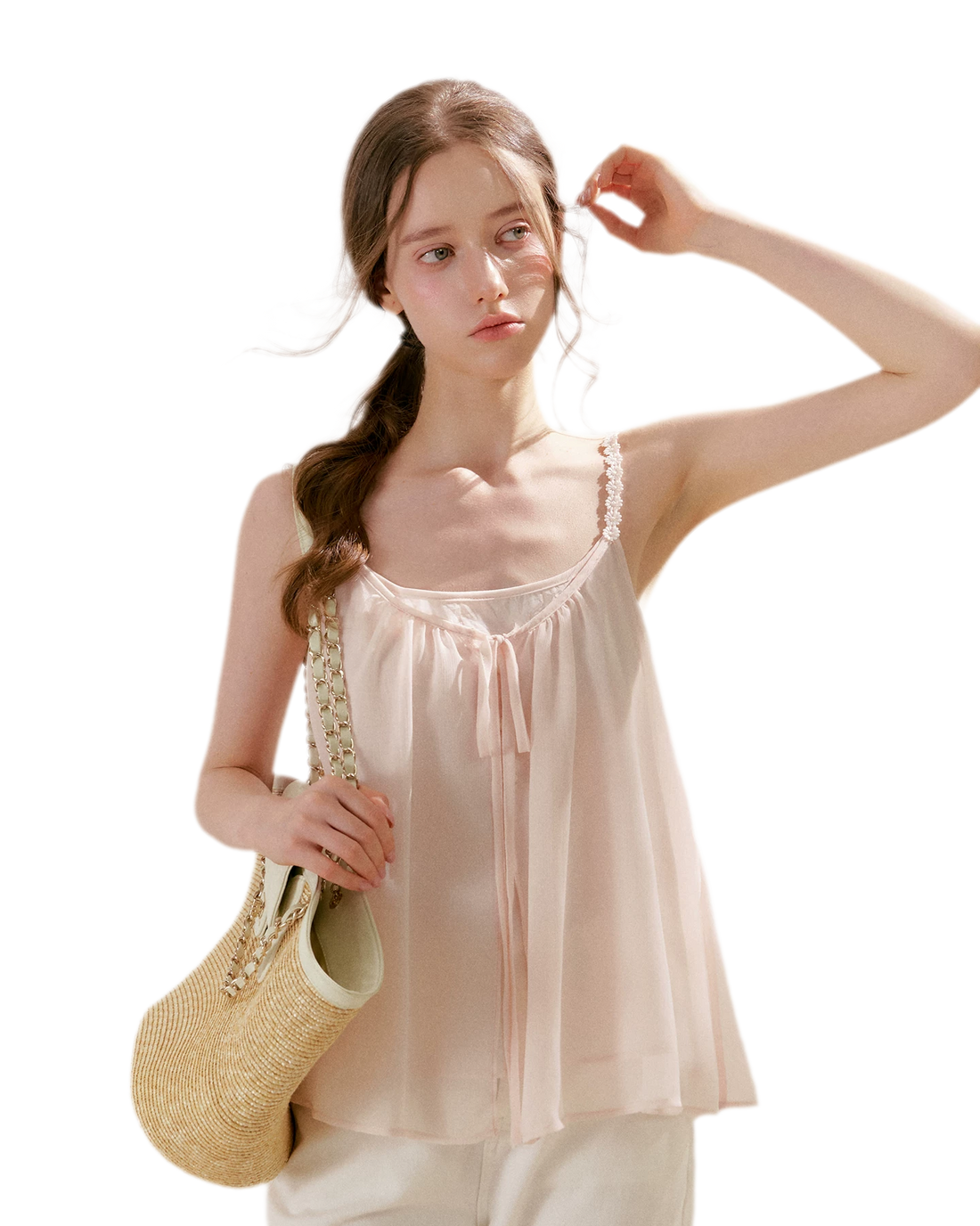 French Holiday Chiffon Top