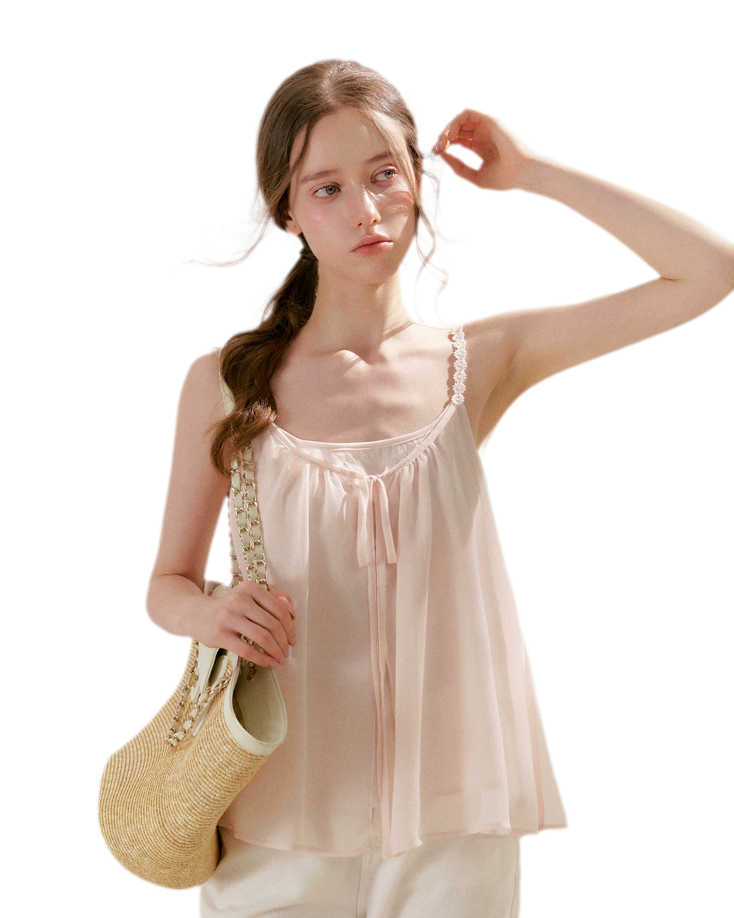 French Holiday Chiffon Top