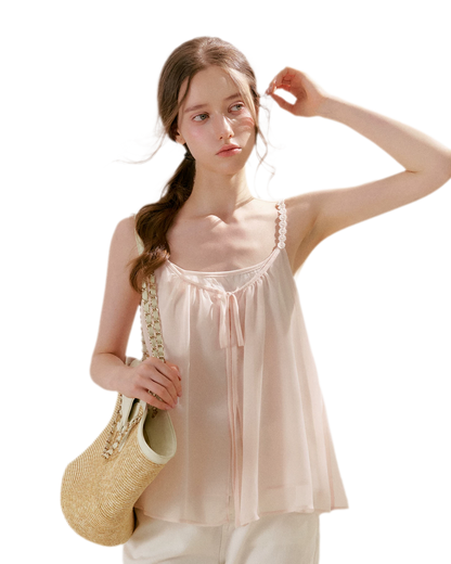 French Holiday Chiffon Top