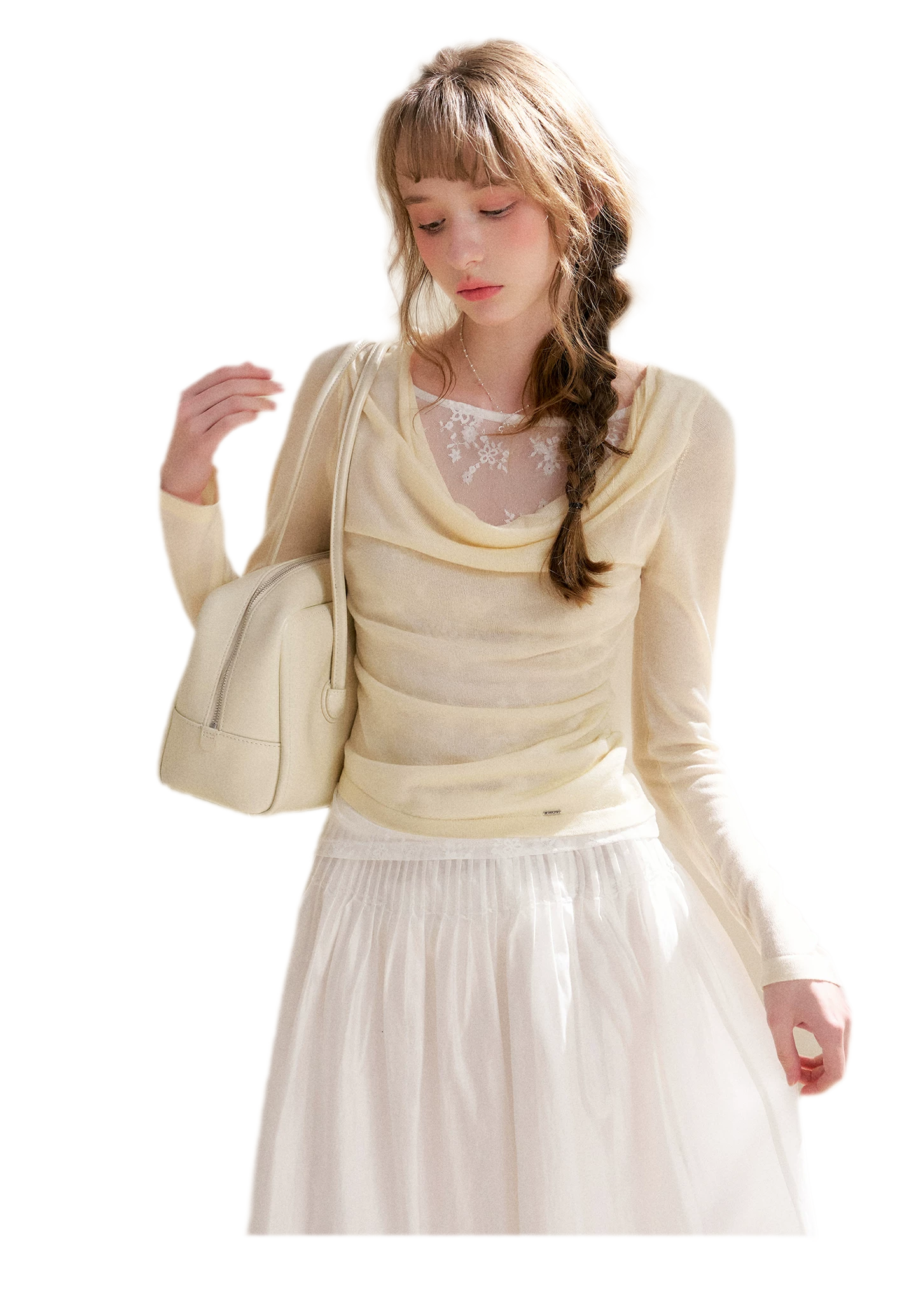 Lyocell Lace Pleated Skirt