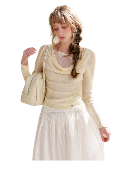 Lyocell Lace Pleated Skirt