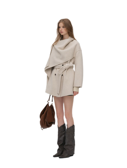 Double-Faced Wool Cape Coat