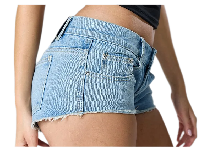 Washed Denim Cutout Shorts