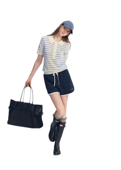 Embroidered Piping Shorts