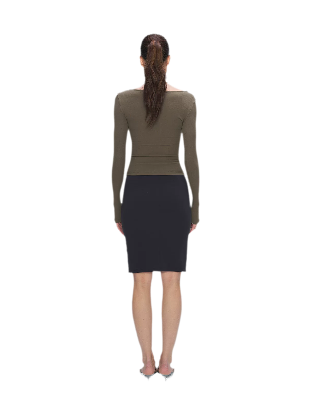Ribbed V-Neck Button Top