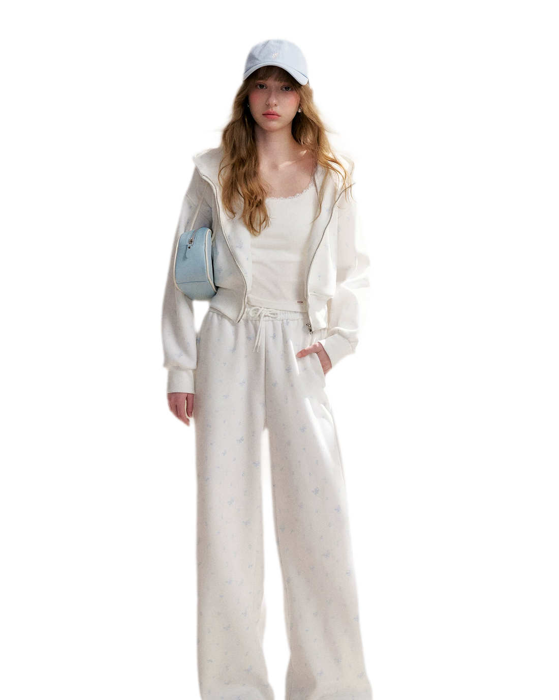 Rose Print Hoodie and Pants Set