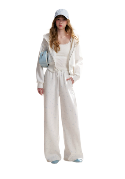Rose Print Hoodie and Pants Set