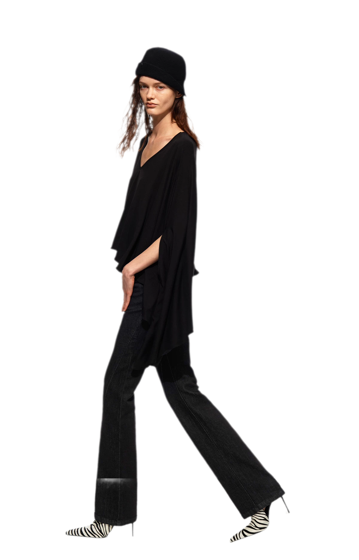 Tencel Geometric Panel Straight-Leg Jeans