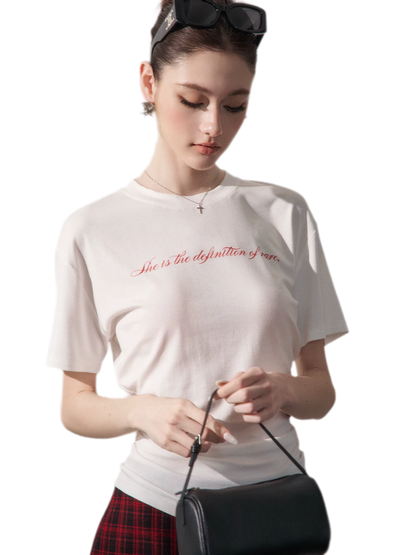 Letter Ruched Short T-Shirt