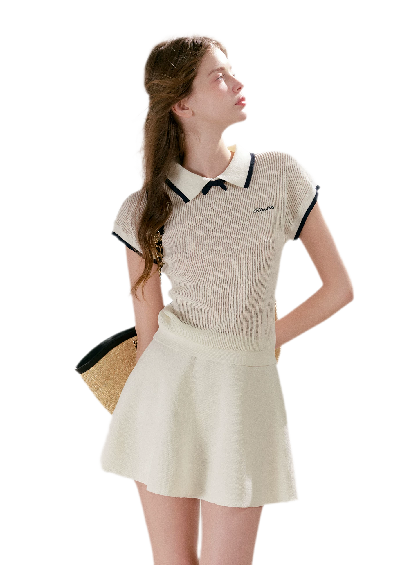 Contrast Bow Knit Set