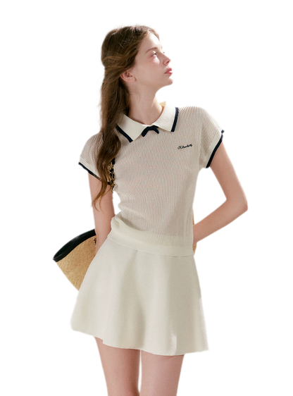 Contrast Bow Knit Set
