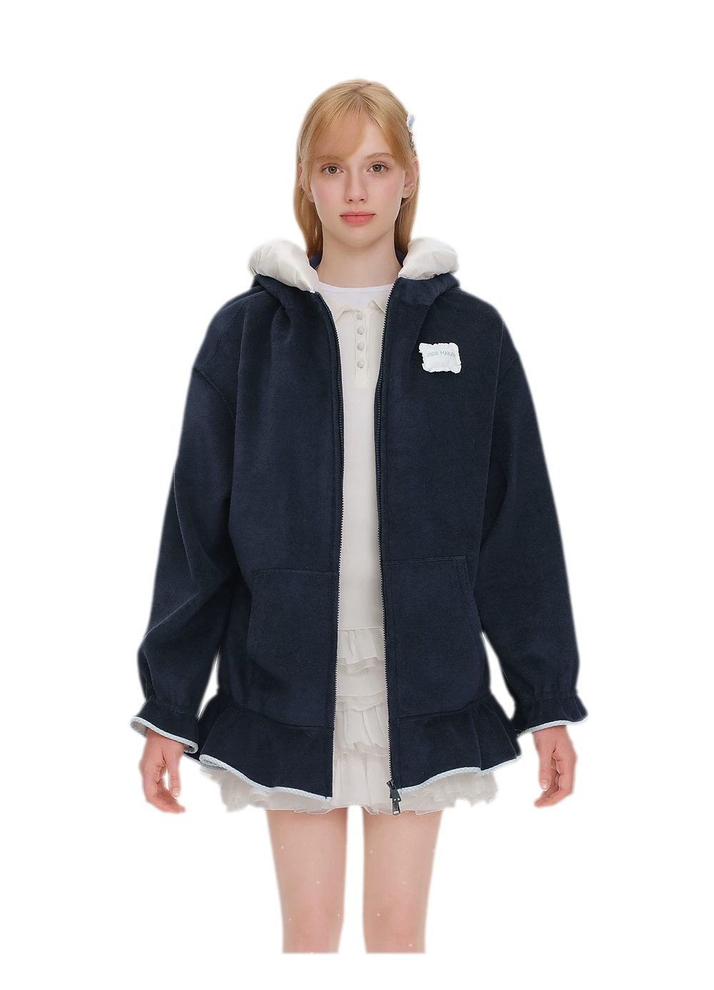 Plush Lace-Trimmed Bear Hoodie