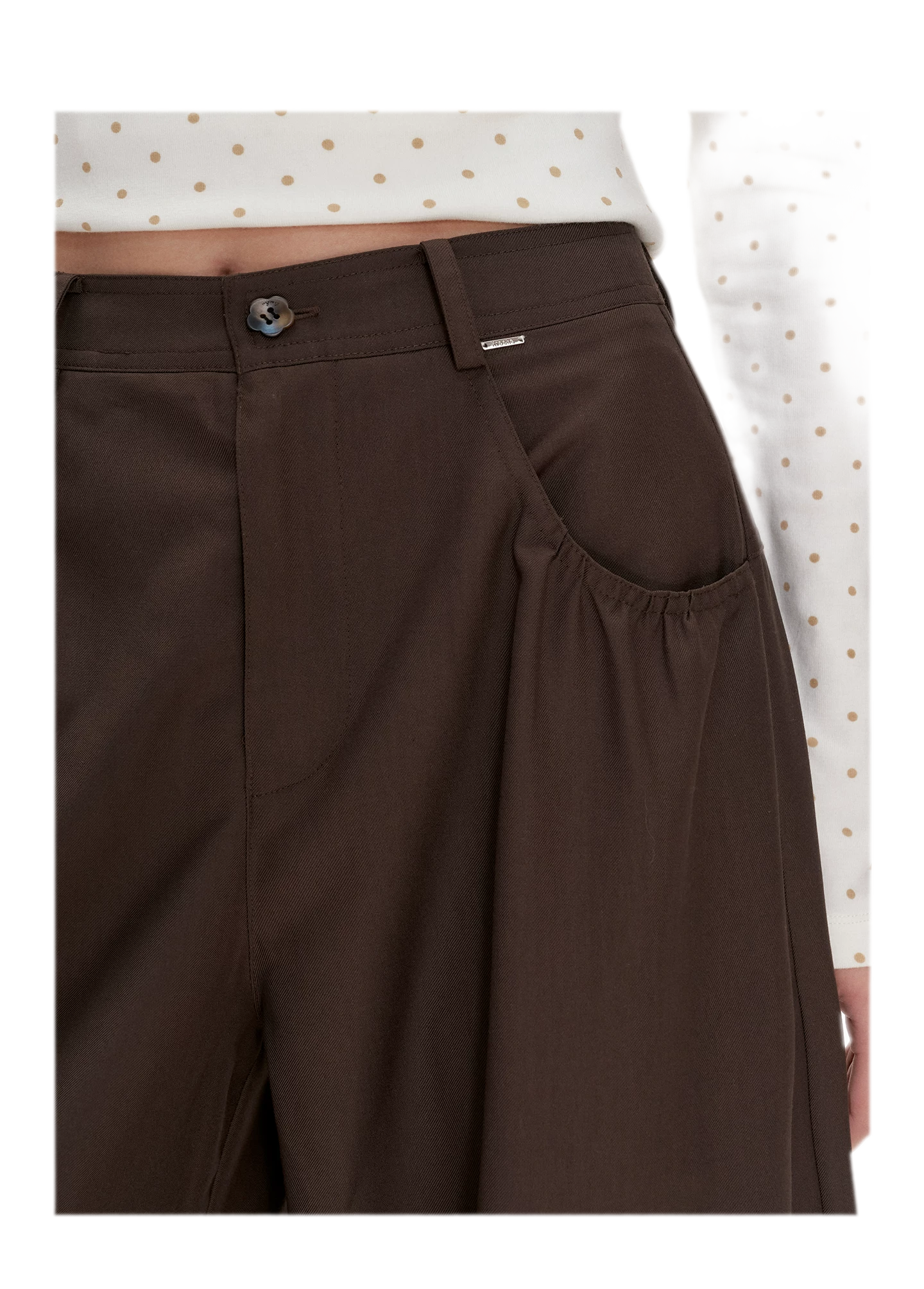 Gathered Waist Wide-Leg Trousers