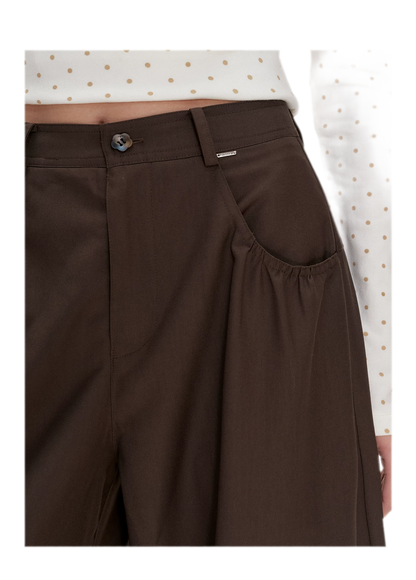 Gathered Waist Wide-Leg Trousers
