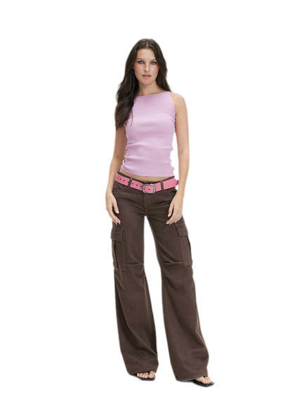 Washed Cargo Wide-Leg Pants